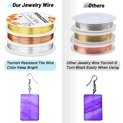 3 Pack Jewelry Wire Craft Wire 18 Gauge Tarnish Resistant Beading Wire for Jewelry Making Supplies and Crafting (45 Foot)