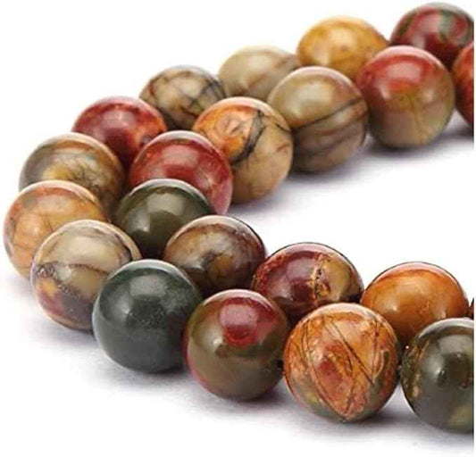 60pcs Adabele Natural Picasso Jasper Healing Gemstone 6mm (0.24 inch) Round Loose Beads Gem Stone Spacer for Craft Jewelry Making GF10-6