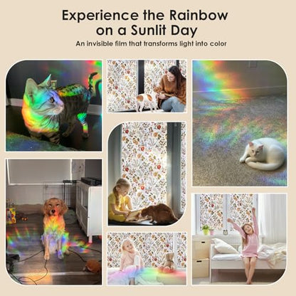 Rainbow 3D Window Stained Glass Privacy Film Decorative