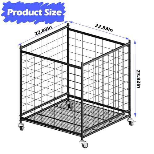 Ball Storage 22.83" Basketball Cart With Wheels Garage Volleyball Storage Sport Equipment Holder Organizer For Indoor Outdoor