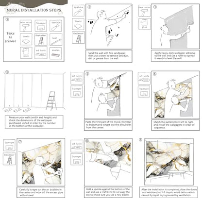 Black and Gold Marble Wallpaper wall murals for Bedroom 182"x120"