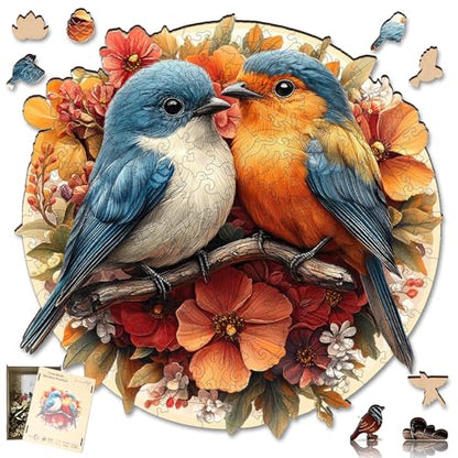 Wooden Puzzles for Adults Two Cute Birds Jigsaw Puzzle 500 Pieces (500 Count)