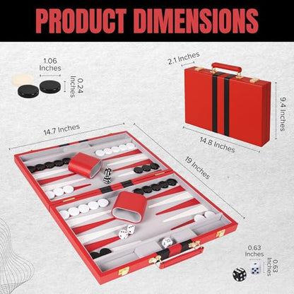Premium Backgammon 15" Medium Red