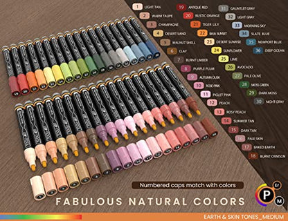 36 Acrylic Paint Pens Skin and Natural Earth Tone Marker Set For Rock Painting (36 Count)