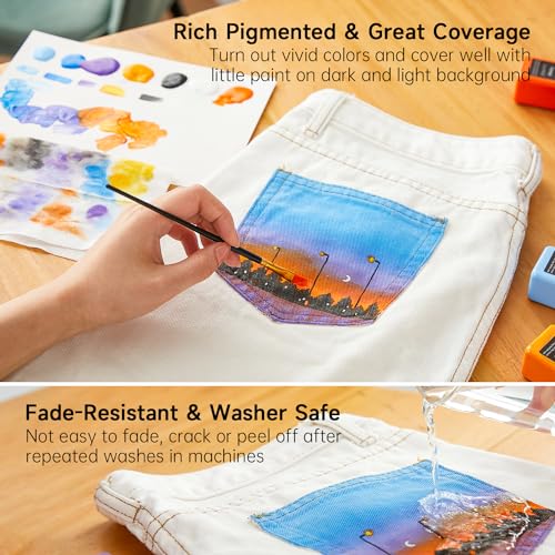 Fabric Paint Shuttle Art 30 Colors Permanent Soft Fabric Paint in Bottles (60 Fl Oz)