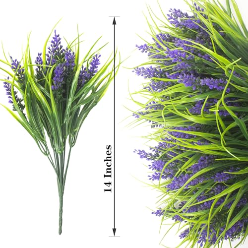 20 Bundles Artificial Plants Outdoor Fake Monkey Grass with Flowers (20 Count)