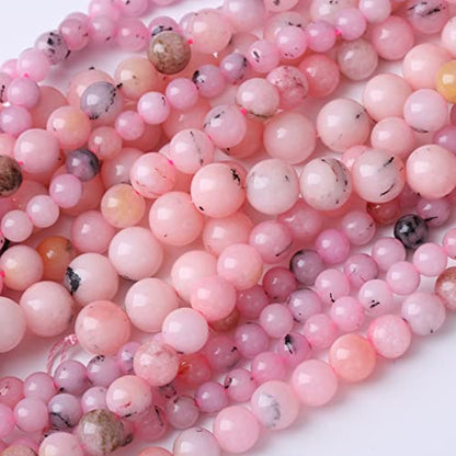 45PCS 8MM Natural Pink Opal Stone Beads for Jewelry Making DIY Energy Stone Healing Power Bracelet 16"