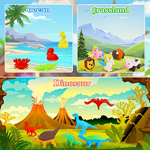 80Pcs Animal Erasers Kids Desk Pets Pencil Erasers 3D Puzzle Eraser Bulk Fun Cute Mini Animal Eraser Toys for Classroom Rewards (80 Count)