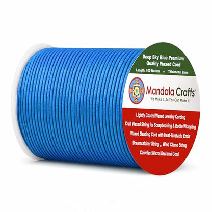 2mm Deep Sky Blue Waxed Cord