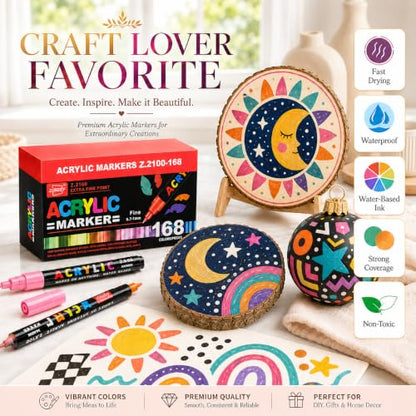 168 Colors Acrylic Paint Markers and ACRYLIAC PAINT PENS for Rock (168 Count)