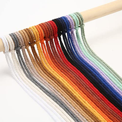 Macrame Cord 3mm x 546yards Natural Macrame Cotton Rope Colored Macrame Rope Soft Cotton Cord Macrame Supplies Craft Rope Macrame Yarn for Plant Hanger Wall Hanger Dreamcatcher