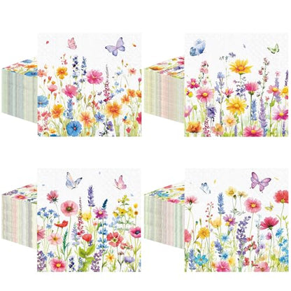 100 Pieces Summer Flower Cocktail Napkins 2 (100 Count)