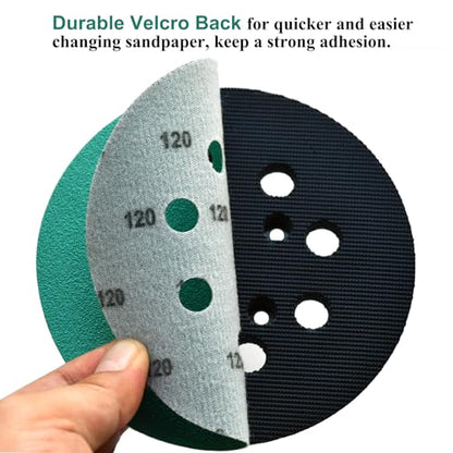 5-Inch 8-Hole Wet Dry Sanding Discs 120 Grit Sandpaper, 50-Pack (50 Count)
