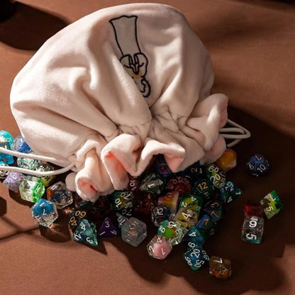 Large Dice Bags with Pockets Beige Storage Bag for DND RPG Games