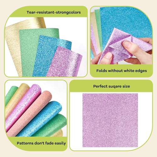 Pastel Glitter Origami Paper (50 Count)