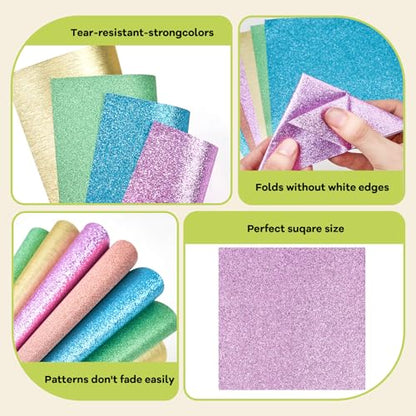 Pastel Glitter Origami Paper (50 Count)