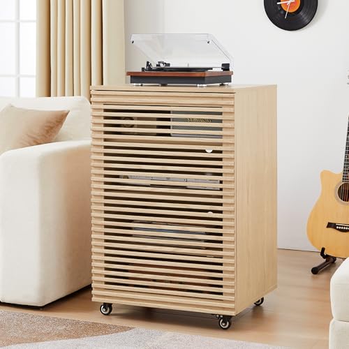 5 Tier AV Media Cabinet with Grille Door & Adjustable Shelves (5 Count)