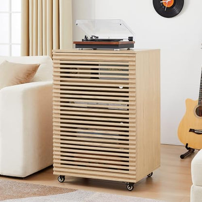 5 Tier AV Media Cabinet with Grille Door & Adjustable Shelves (5 Count)