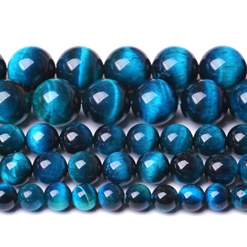 4MM 180pcs Natural Royal Blue Tiger Eye Stone Energy Healing Beads Round Loose Beads for Jewelry Making Bracelet 2 Strands 32"