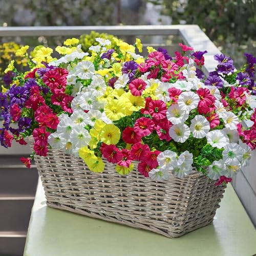 Artificial Flowers Fake Plants for Outdoors Decoration (12 Count)