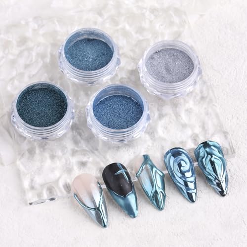 4 Colors Chrome Nail Powder Set