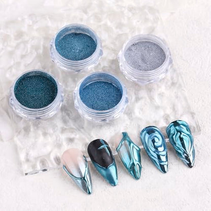 4 Colors Chrome Nail Powder Set