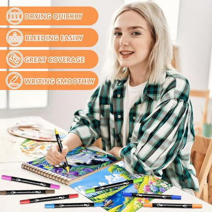 80 Colors Dual Tip Acrylic Paint Markers (80 Count)