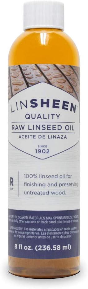 Raw Linseed Oil – Flaxseed Wood Treatment Conditioner to Rejuvenate, Restore and Condition Wood Patio Furniture, Decks to Kitchen Cutting Boards, 8 oz Bottle