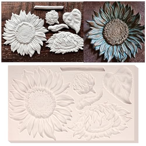 Oversized Sunflower Silicone Mold Leaves Fondant Mold