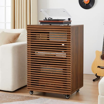 5 Tier AV Media Cabinet with Grille Door & Adjustable Shelves