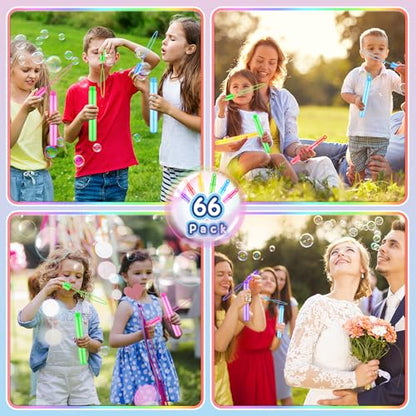 Bubble Wands 66 Piece in 6 Colors (4 Ounce)