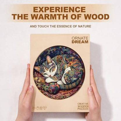 Yarn Cat Puzzles Adults Gifts for Women Men Wooden 200 Pieces 11.4 x 11.4in
