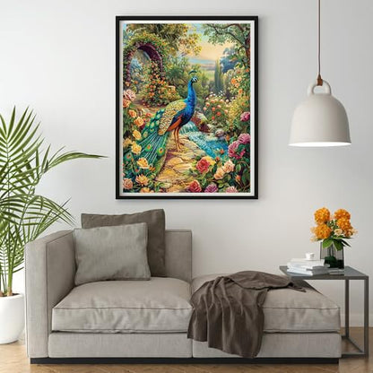 Art Crafts 14ct Counted Cross Stitch Patterns Kits Animal Peacock Garden Printed Stamped Cross Stitch Kits for Adults Needlepoint Kits
