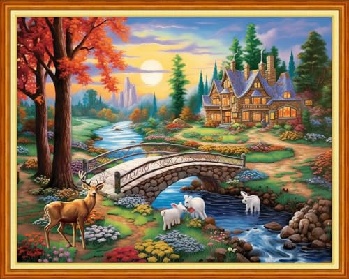 Stamped Cross Stitch Kits Full Range of Embroidery Patterns Starter Kits for Beginners Adult DIY Cross Stitches Needlepoint Kits 11CT