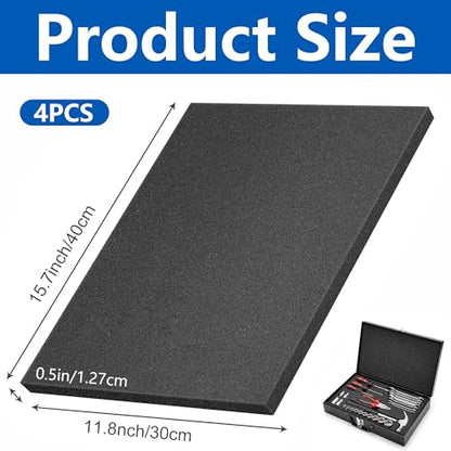 4 Pcs Black Polyurethane Foam Sheet (4 Count)