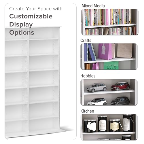 3 Column 51" Tall White Display Multimedia Cabinet