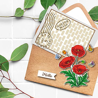Realistic Corn Poppy Stamps & Dies & Layering Coloring Stencil Set