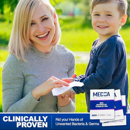 Hand Wipes – (Pack of 100) Benzalkonium Chloride Swabs Individual BZK Single-Use Packets by MEDca (100 Count)