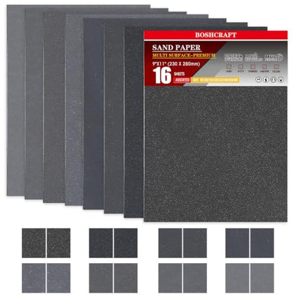 16 Pack Wet Dry Sand Paper Assortment