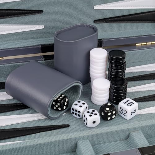 Backgammon Set 2 Players Classic Backgammon Sets for Adults Board Game with PU Leather Case Portable and Travel Backgammon Set (30 Count)