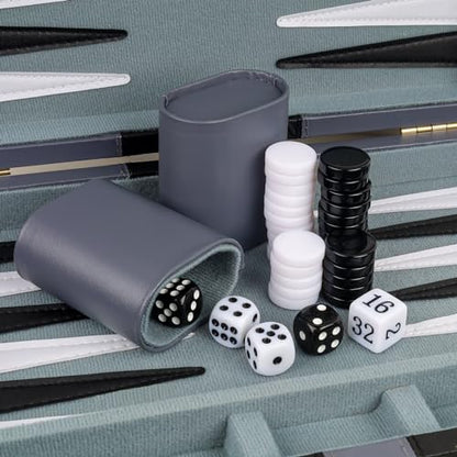 Backgammon Set 2 Players Classic Backgammon Sets for Adults Board Game with PU Leather Case Portable and Travel Backgammon Set (30 Count)