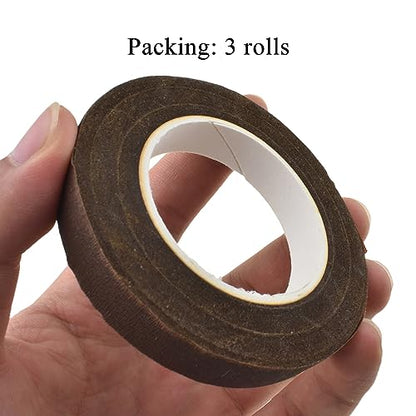 Brown 3Rolls 0.5Inch Wide Floral Tape
