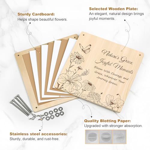 Large Flower Press Kit for Adults with Designed Cover and DIY Album