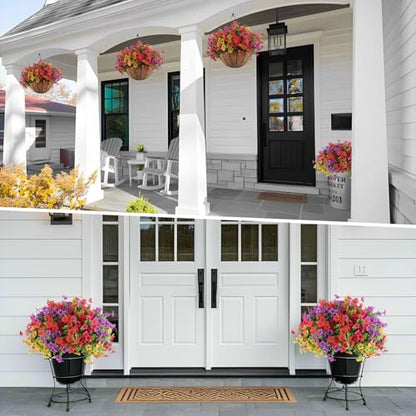 2 Set Artificial Outdoor Flowers with Hanging Basket (24 Count)