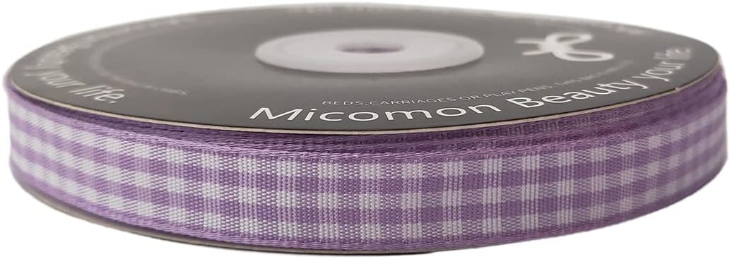 Purple Gingham Plaid Checked Ribbon 25 Yard Each Roll 100% Polyester (3/8", Purple) - Crafty Corner