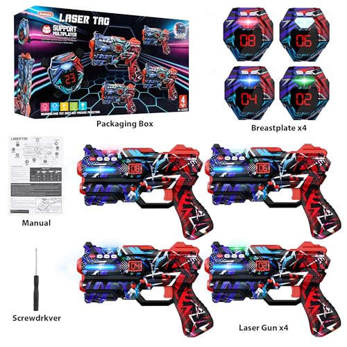 Laser Tag Guns Set of 4 Laser Tag Guns with Digital LED Score Display Vests (4 Count)