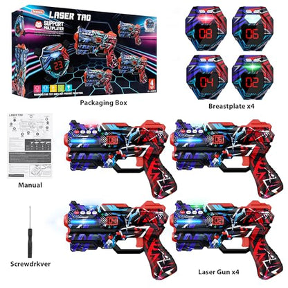 Laser Tag Guns Set of 4 Laser Tag Guns with Digital LED Score Display Vests (4 Count)