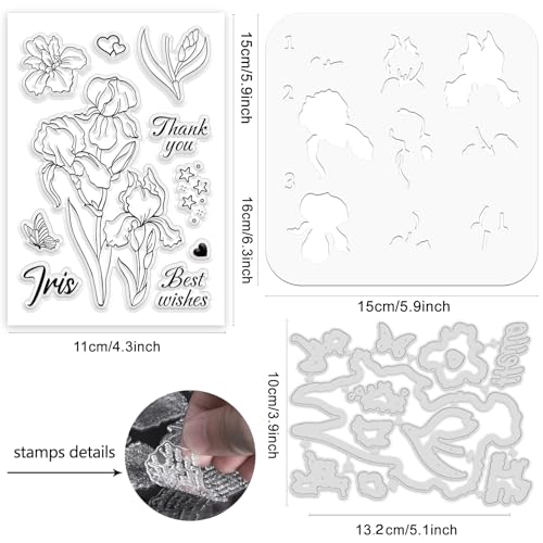 Realistic Iris Stamps & Dies & Layering Coloring Stencil Set