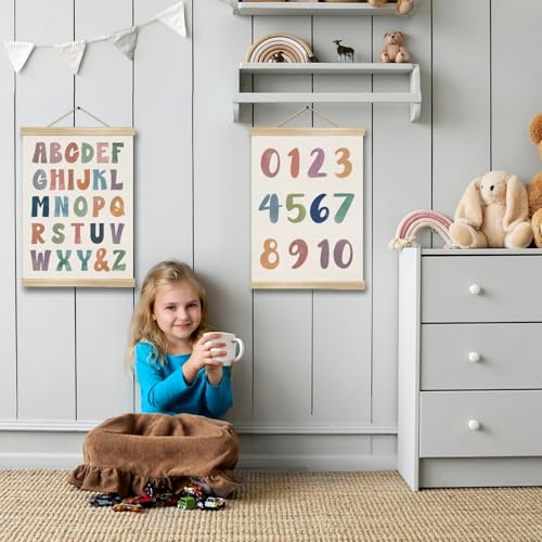Alphabet and Number Wall Art Poster Set of 2 (2 Count)