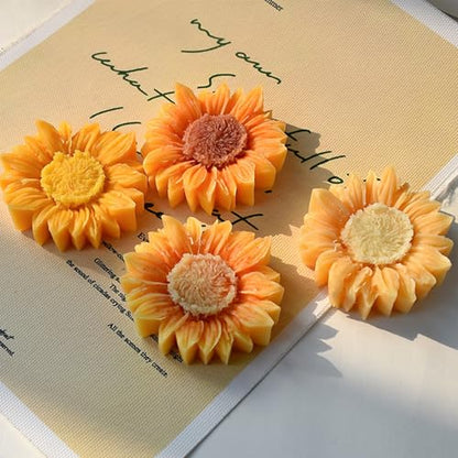 2PCS Sunflower Candle Mold Unique Flower Silicone Fondant Chocolate Cake Decor Molds 3D Floral Silicone Molds for Resin Candle Soap Wax Polymer Clay Concrete Art Craft Home Ornament (2 Count)